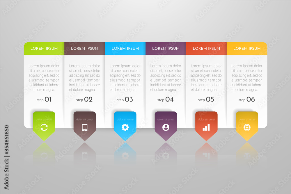 Poster infographic concept design with 6 options, steps or processes. can be used for workflow layout, annu