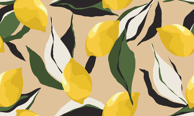Contemporary seamless lemon pattern. Fashionable template for design.