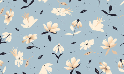 Beautiful trendy flower pattern. Small flowers. Fashionable template for design. © MURRIRA