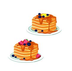 vector set of pancakes with berries