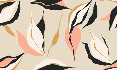 Foto op geborsteld aluminium Meisjeskamer Pastel abstracte zomer artistieke illustratie patroon. Creatief collage eigentijds naadloos patroon. Modieuze sjabloon voor ontwerp.