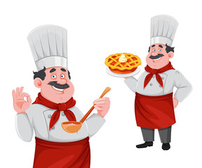 Handsome chef cartoon character. Cheerful cook