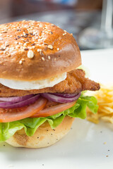Homemade chicken burger
