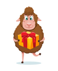 Eid al-Adha Mubarak. Funny cartoon sheep