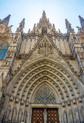Fototapeta premium View of entrance to Barcelona Cathedral in Spain