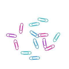 Stationary paperclips isolated on white background