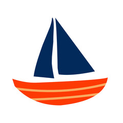 ship isolated on white, boat, cute cartyoon print