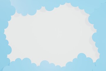 sky with clouds papercut 3D render clouds cape white background.