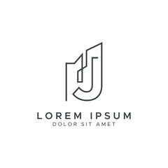Letter J Building Logo Vector Design Template