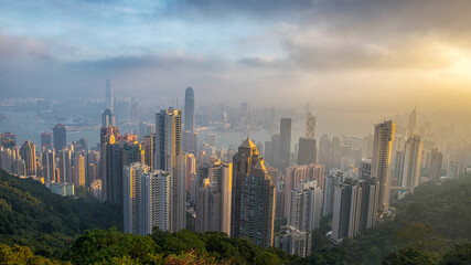 Hong Kong skyline at sunrise