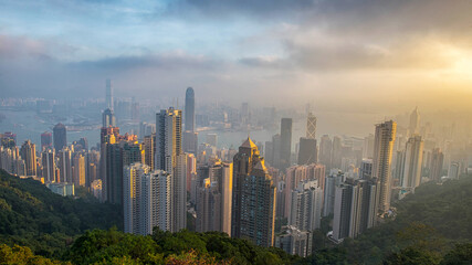 Obraz premium Hong Kong skyline at sunrise