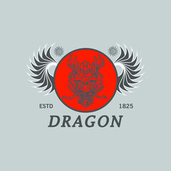 dragon head logo vector design illustration. logo symbol icon and template