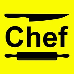 Vector illustration labeled chef. The symbol for the chef.