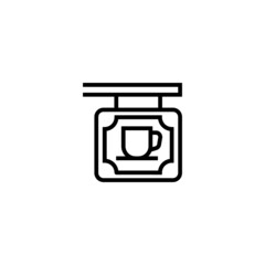 Cafe bar vector icon in linear, outline icon isolated on white background