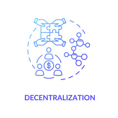 Decentralization blue gradient concept icon. Business model of sharing economy. Blockchain system. Collaborative consumption idea thin line illustration. Vector isolated outline RGB color drawing