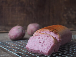 Purple sweet potato bread loaf