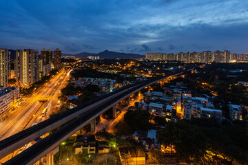 Fototapeta na wymiar Tin Shui Wai, Hong Kong at night.