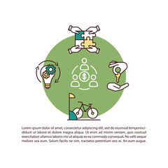 Peer economy concept icon with text. Business innovation, P2P lending, rental services and coworking. PPT page vector template. Brochure, magazine, booklet design element with linear illustrations