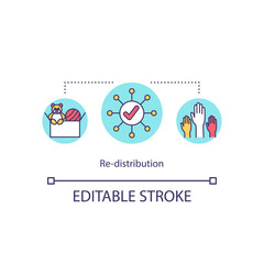 Re distribution concept icon. Collaborative work. Distribution of goods to public. Social services idea thin line illustration. Vector isolated outline RGB color drawing. Editable stroke