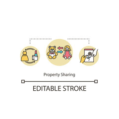 Property sharing concept icon. Goods exchange. Sustainable consumption. Peer to peer lending. Community support idea thin line illustration. Vector isolated outline RGB color drawing. Editable stroke