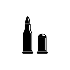 Pistol and Rifle Bullets, Gun Ammunition. Flat Vector Icon illustration. Simple black symbol on white background. Gun and Rifle Bullets, Ammunition sign design template for web and mobile UI element.