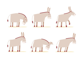 Donkey. Collection of animals. Vector illustration.