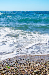 Seascape background colorful sea waves on coast