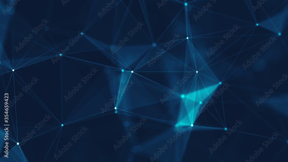 Poster abstract polygonal space low poly dark background with connecting dots and lines. connection structu