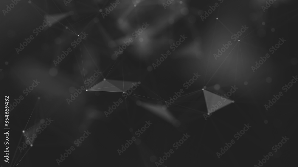 Poster abstract polygonal space low poly dark background with connecting dots and lines. connection structu