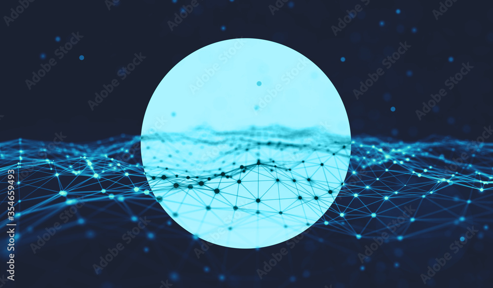 Aufkleber abstract polygonal space low poly dark background with connecting dots and lines. connection structu