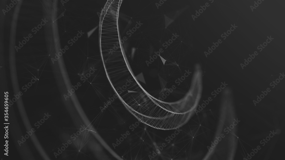 Poster abstract polygonal space low poly dark background with connecting dots and lines. connection structu
