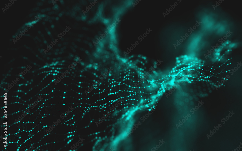 Poster abstract polygonal space low poly dark background with connecting dots and lines. connection structu