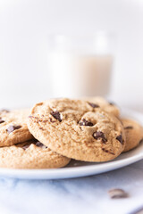 Chocolate chip cookies and milk
