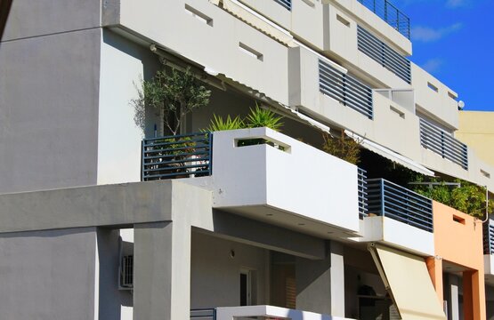 View of apartment building in Athens, Greece, March 16 2020.