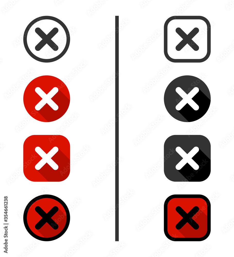 Canvas Prints cross icons, isolated. mark icons. cross vector icons red and black color. x in flat design. cross o