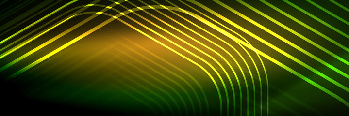 Shiny neon lines, stripes and waves, technology abstract background. Trendy abstract layout template for business or technology presentation, internet poster or web brochure cover, wallpaper