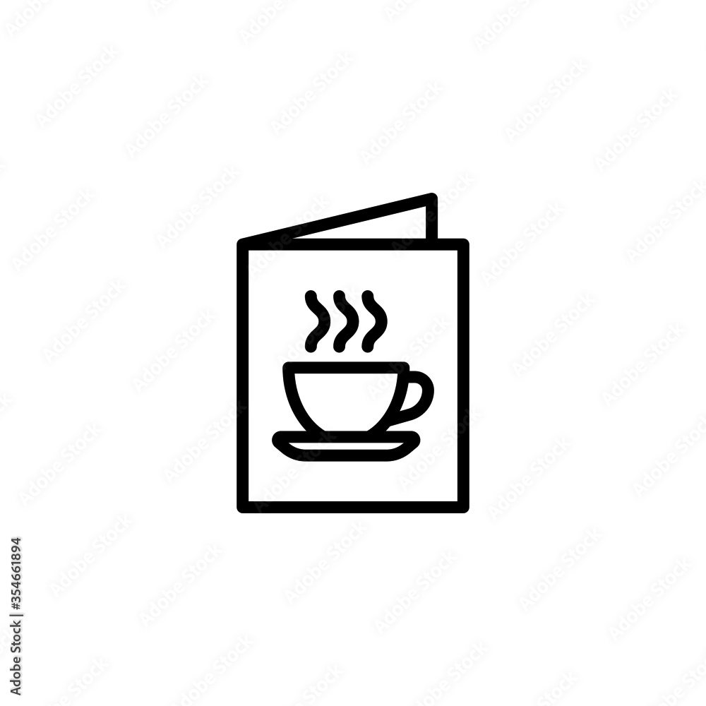 Poster drinks menu vector icon in linear, outline icon isolated on white background
