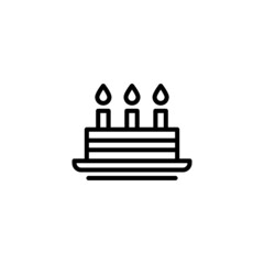 Cake graphic vector icon food in linear, outline icon isolated on white background