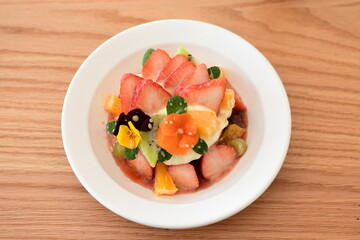 a dessert with strawberries