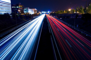 White and red car lights on the highway