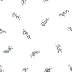 Seamless pattern with blue spruce twigs on a white background. illustration for print, use in design.
