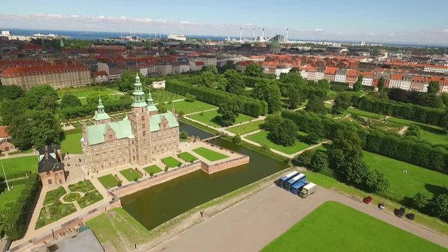 An aerial view shows Rosenborg Castle in Copenhagen, Denmark.