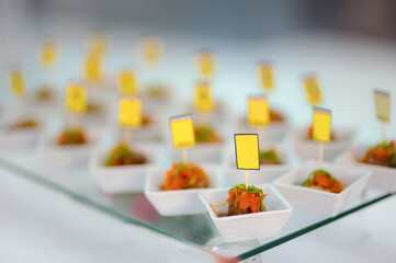 canape with yellow label