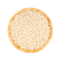 white sesame seed in bowl on white background