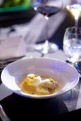 fish steak with creamy yellow sauce