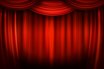 Red curtain. Vector illustration.