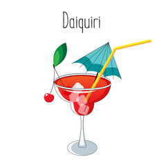 Daiquiri alcoholic cocktail drink stock vectot illustration