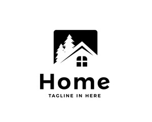 Elegant house pine garden logo design inspiration