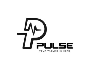 p initial pulse abstract line logo design inspiration - obrazy, fototapety, plakaty