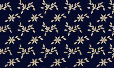 
Little beige flowers on a blue background. Summer print. Seamless vector illustration for wallpaper, fabric, textile, packaging.
